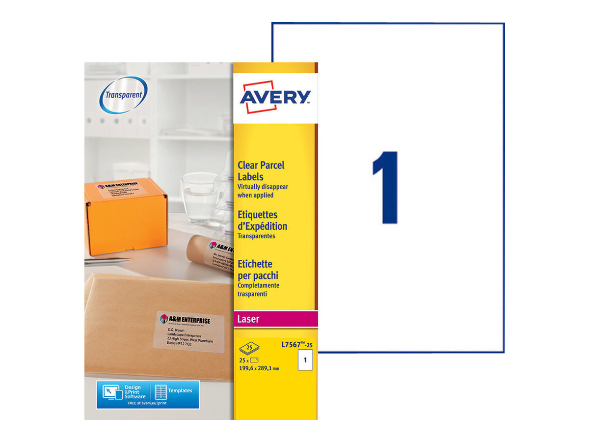 25 AVERY Zweckform Folien-Versandetiketten L7567-25 transparent 210,0 x 297,0 mm