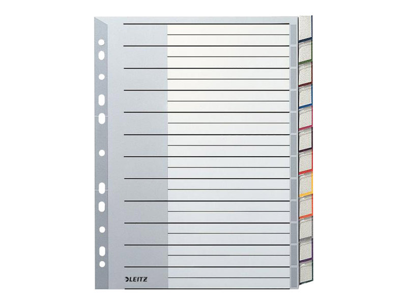 LEITZ Ordnerregister 1274 Vollformat, ueberbreite blanko grau 12-teilig, 1 Satz LEITZ Ordnerregister 1274 Vollformat, ueberbreite blanko grau 12-teilig, 1 Satz