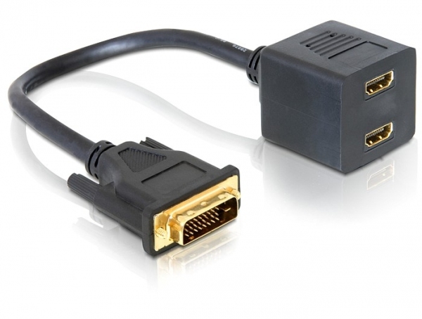 Delock Adapter DVI 25 Stecker zu 2x HDMI Buchse Delock Adapter DVI 25 Stecker zu 2x HDMI Buchse