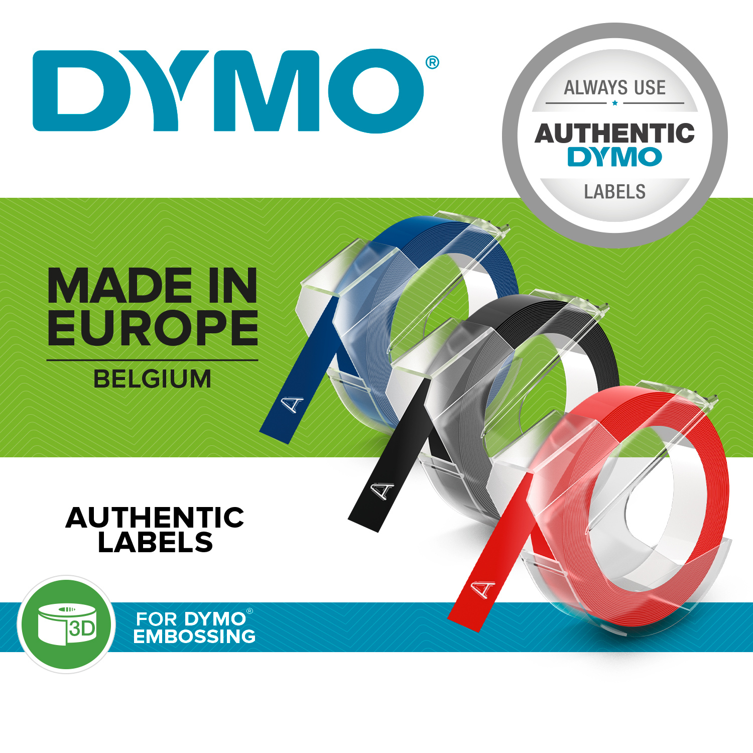 S0847730 DYMO 9mm PRAEGEBAND (3) SCHW