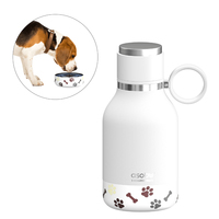 Asobu Dog Bowl Edelstahlflasche mit Hundenapf 1 Liter Weiß