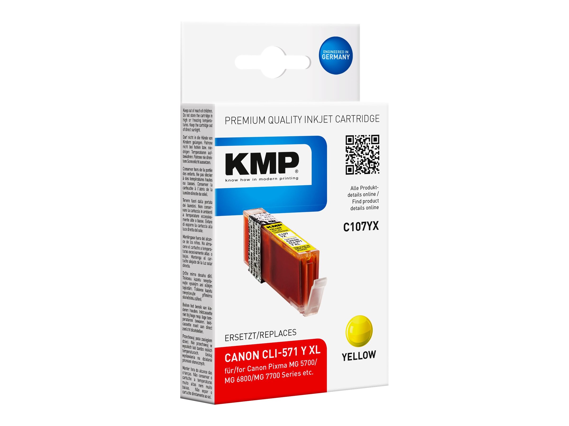 KMP C107YX  gelb Druckerpatrone kompatibel zu Canon CLI-571 XL Y