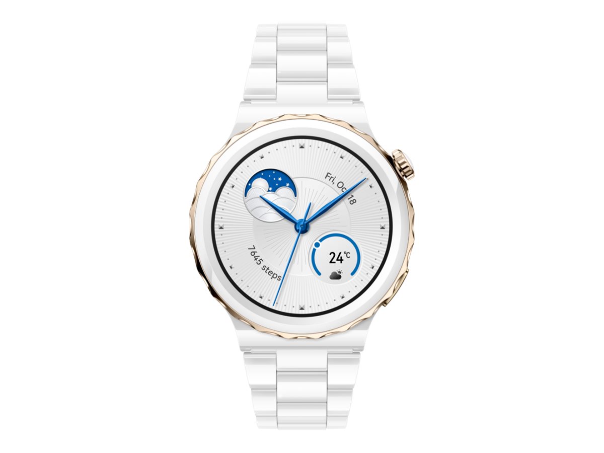 Huawei Watch GT 3 Pro - 43 mm - weiß Keramik - intelligente Uhr mit Riemen - Keramik - weiß - Handgelenkgröße: 130-190 mm - Anzeige 3.353 cm (1.32")