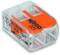 Wago Verbindungsklemme 2polig Compact mit Hebel transparent Wago Verbindungsklemme 2polig Compact mit Hebel transparent