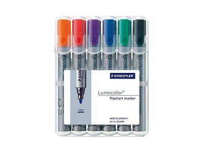 STAEDTLER Lumocolor Flipchart-Marker farbsortiert 2,0 mm, 6 St. STAEDTLER Lumocolor Flipchart-Marker farbsortiert 2,0 mm, 6 St.