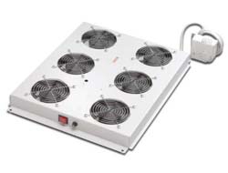 DIGITUS Dachluefter 4fach fuer 48,3cm 19Zoll Serverschraenke inkl. Thermostat grau RAL7035