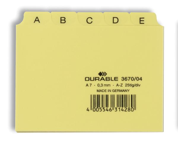 DURABLE Karteikartenregister A-Z gelb DURABLE Karteikartenregister A-Z gelb