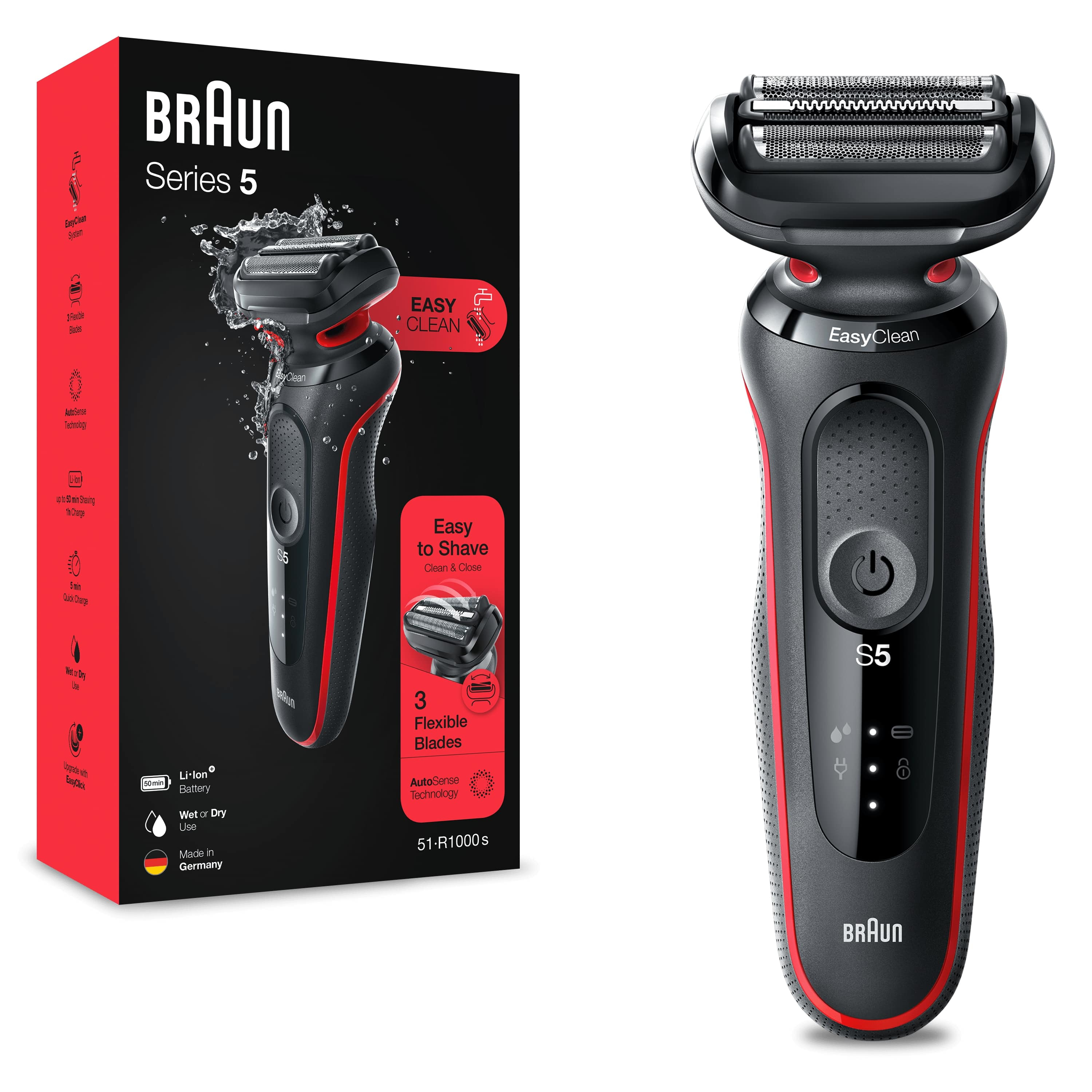 Braun 51R1000s Series 5 Rasierer für Herren, rot