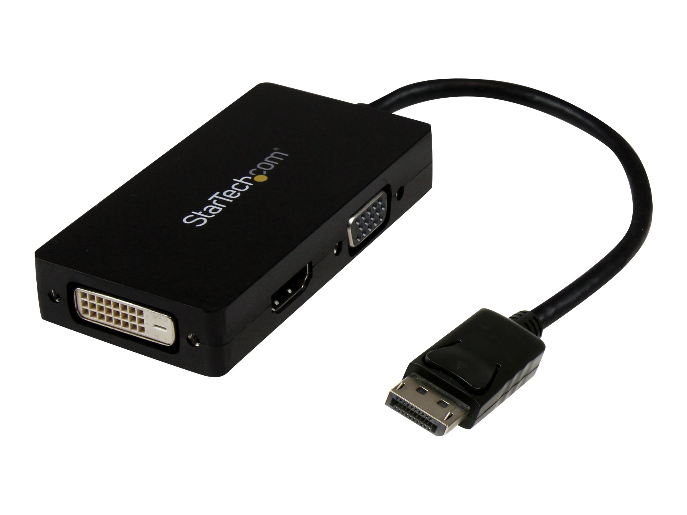 StarTech.com 3-in1 DisplayPort auf HDMI / DVI / VGA Adapter - DP zu VGA, DP zu HDMI, DP zu DVI Konverter - 1920x1200 / 1080p - Schwarz - Videokonverter - Schwarz