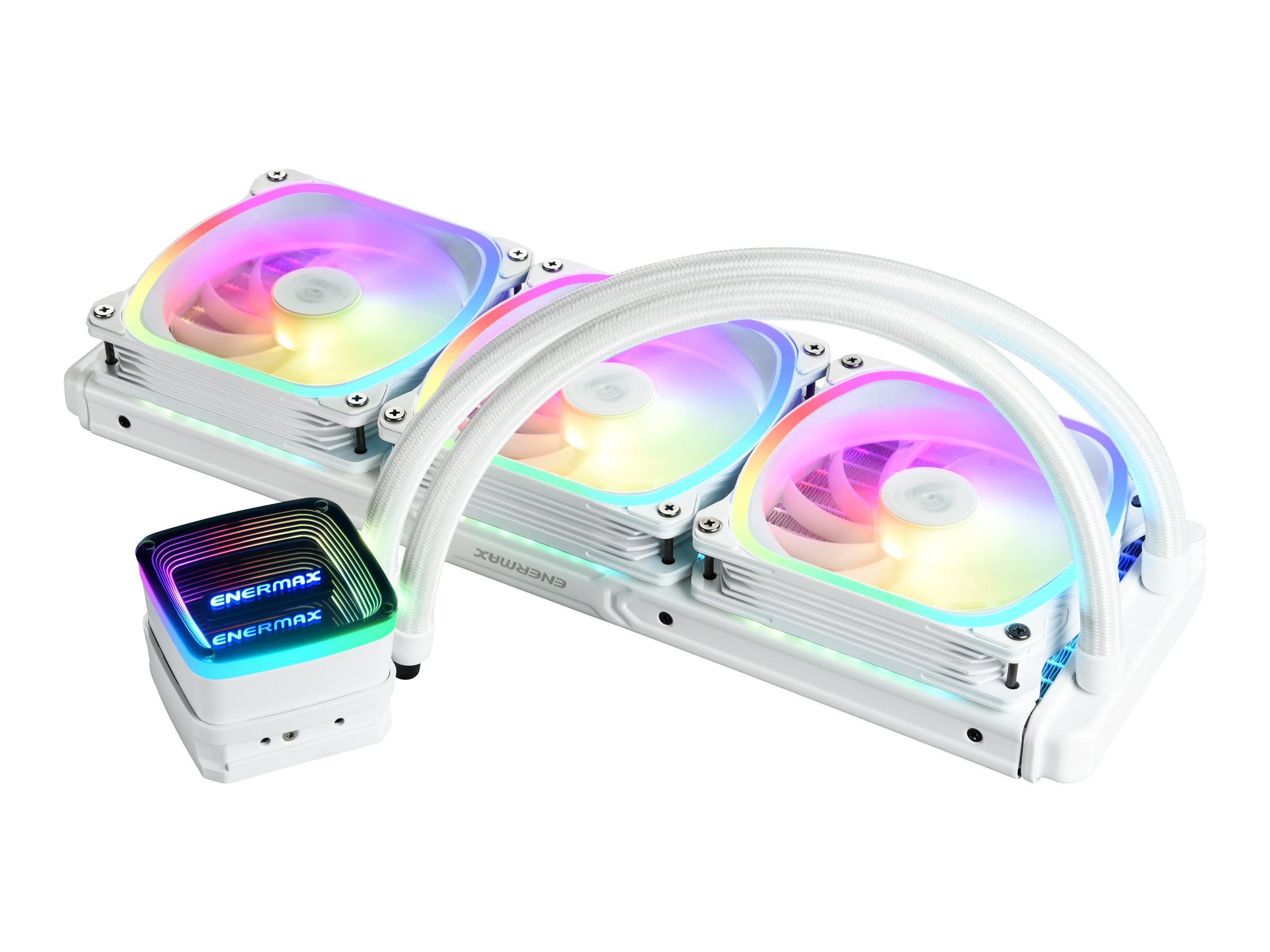 AQUAFUSION ADV ARGB Snow White 360 AIO CPU Wasserkuehlung Intel LGA1700 AM5 Ready 360W+ TDP 3x 120mm PWM SquA RGB-Luefter