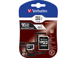 Verbatim microSDHC Speicherkarte 16 GB UHS-I Premium Class 10 + SD Adapter