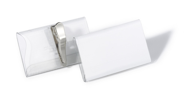 25 DURABLE Namensschilder mit Krokoklemme 7,5 x 4,0 cm