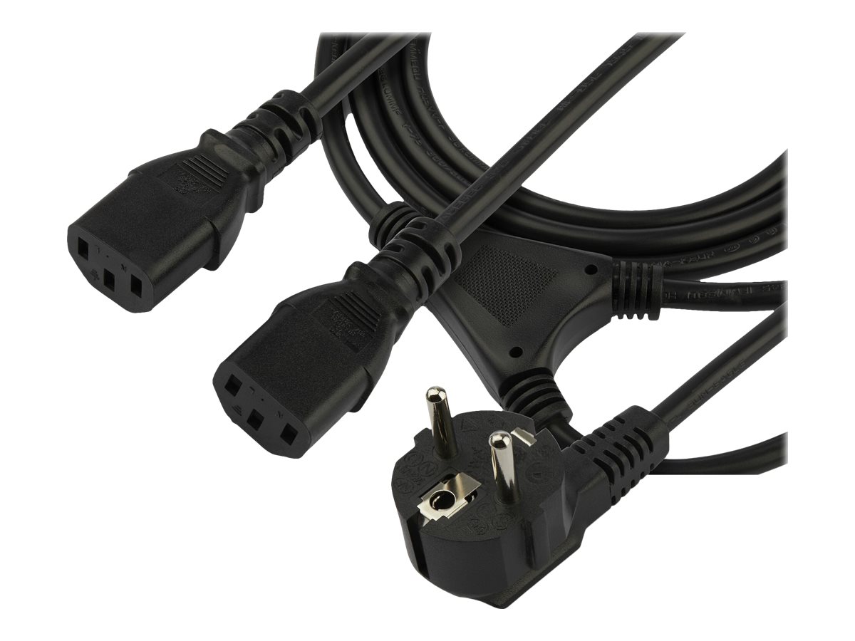 STARTECH.COM 2m C13 Power Cord - Schuko to 2x C13 - Y Splitter Power Cable