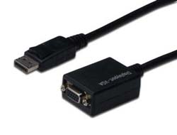 ASSMANN Adapterkabel DisplayPort Stecker auf VGA HD15 Buchse 0,15m AWG28 doppelte Schirmung