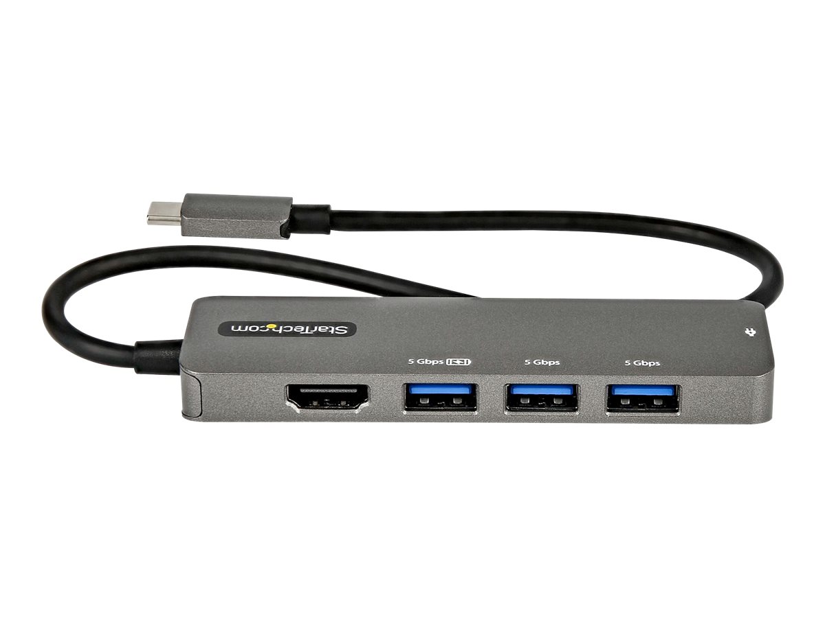 STARTECH.COM USB-C Multiport Adapter - USB-C auf HDMI 2.0b 4K 60Hz HDR10 100W PD 4-Port USB 3.0 Hub - 30cm Kabel