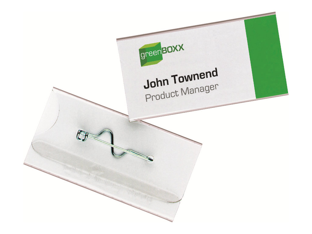 100 DURABLE Namensschilder mit Nadel 6,0 x 3,0 cm