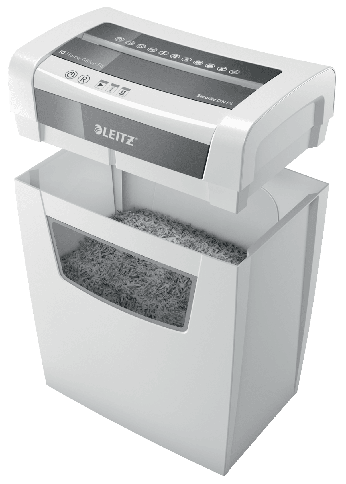 LEITZ IQ Home Office Aktenvernichter mit Partikelschnitt P4, 4 x 28 mm, bis 10 Blatt, weiß
