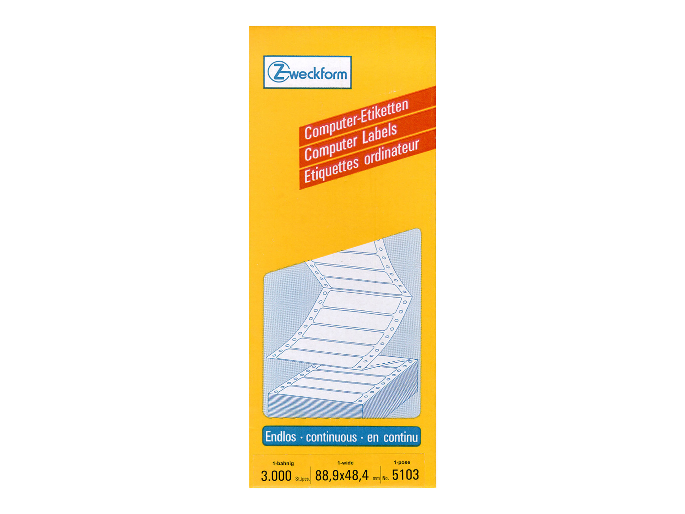 3.000 AVERY Zweckform Computer-Endlosetiketten 5103 weiss 88,9 x 48,4 mm 3.000 AVERY Zweckform Computer-Endlosetiketten 5103 weiss 88,9 x 48,4 mm
