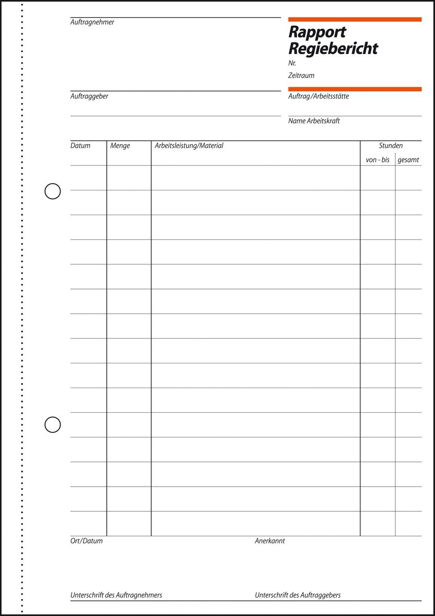 SIGEL Rapport/Regiebericht Formularbuch RP510