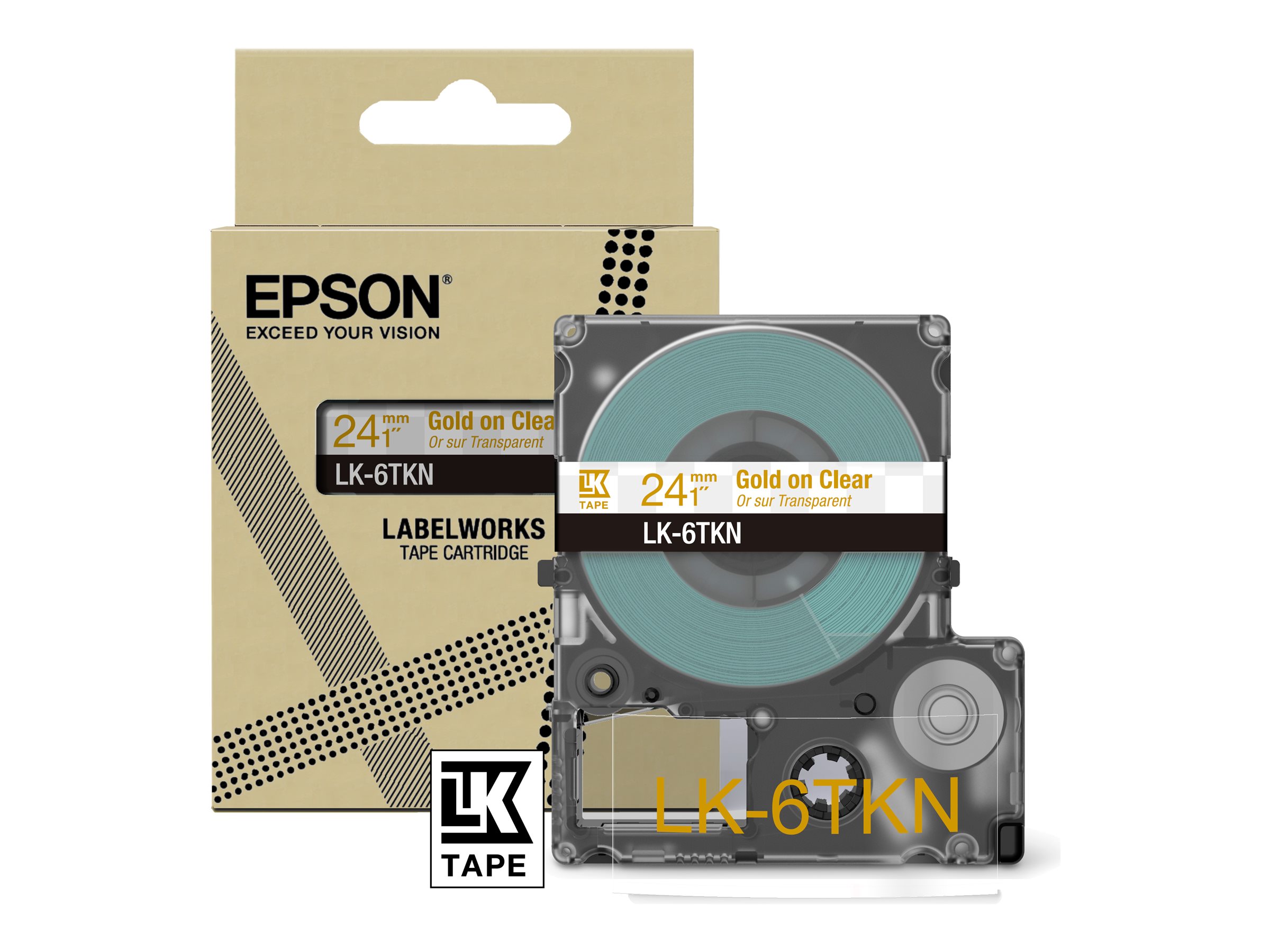 EPSON Schriftband LK LK-6TKN C53S672098, 24 mm gold auf transparent EPSON Schriftband LK LK-6TKN C53S672098, 24 mm gold auf transparent