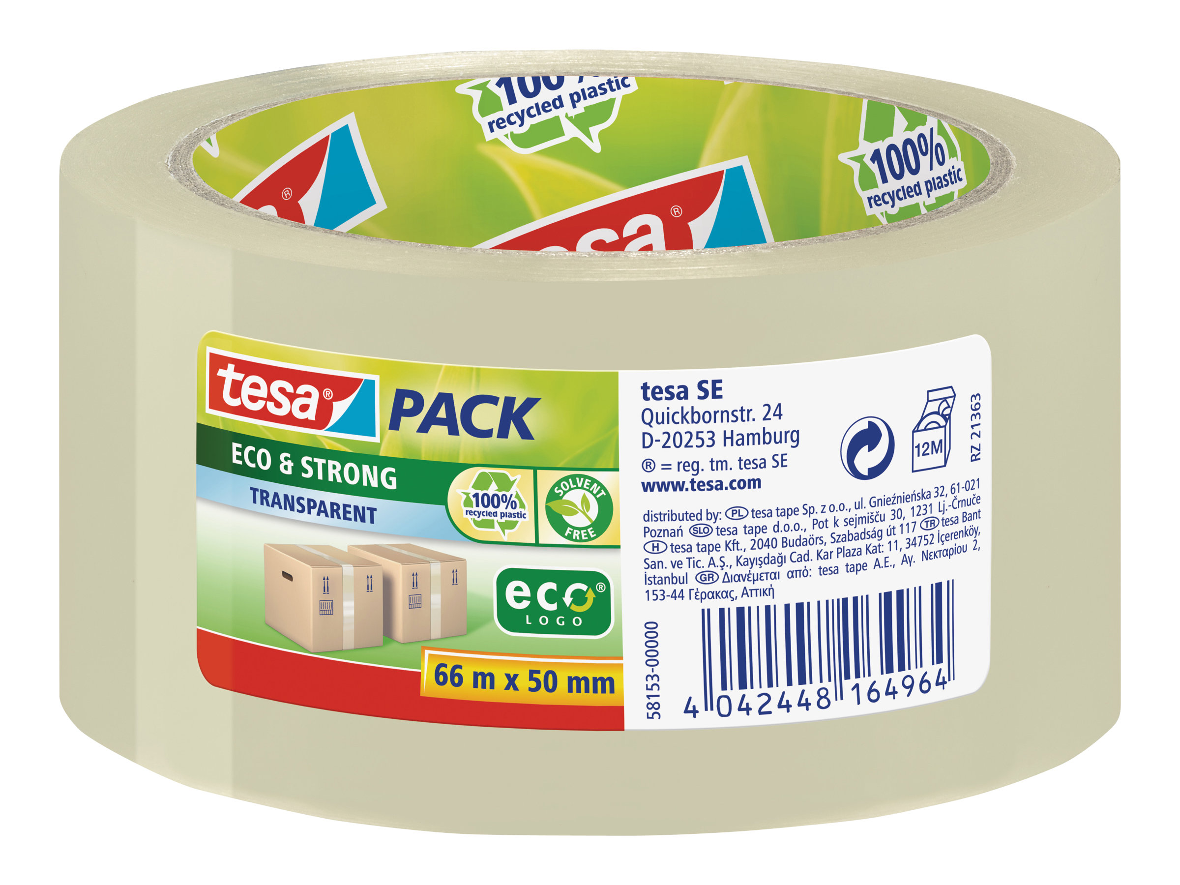 tesa Packband tesapackÂ® Eco & Strong transparent 50,0 mm x 66,0 m 1 Rolle