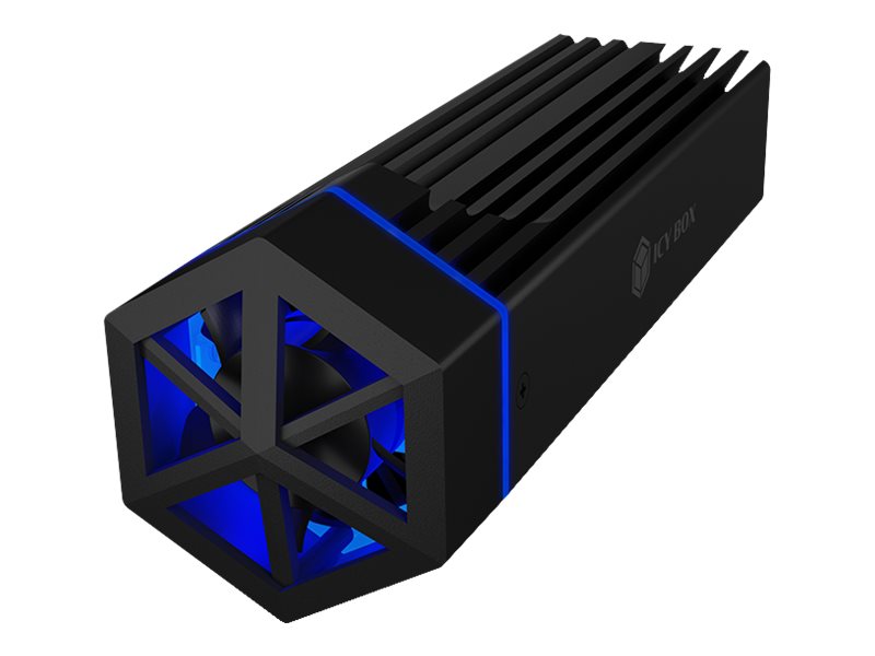 ICY BOX ext.Modding Gehaeuse NVME M.2 mit Luefter und RGB Beleuchtung IB-1823MF-C31 M.2 SSD mit USB3.1 Type-C bis zu 10Gbits M-Key