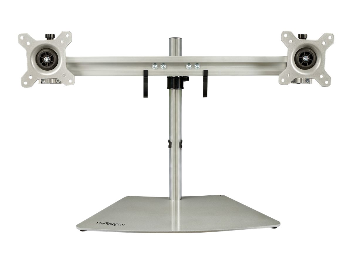 STARTECHCOM Dual Monitor Stand Horizontal Fuer bis zu 60,96cm 24Zoll VESAMonitore Silber Verstellbare Tischhalterung 2 Monitore
