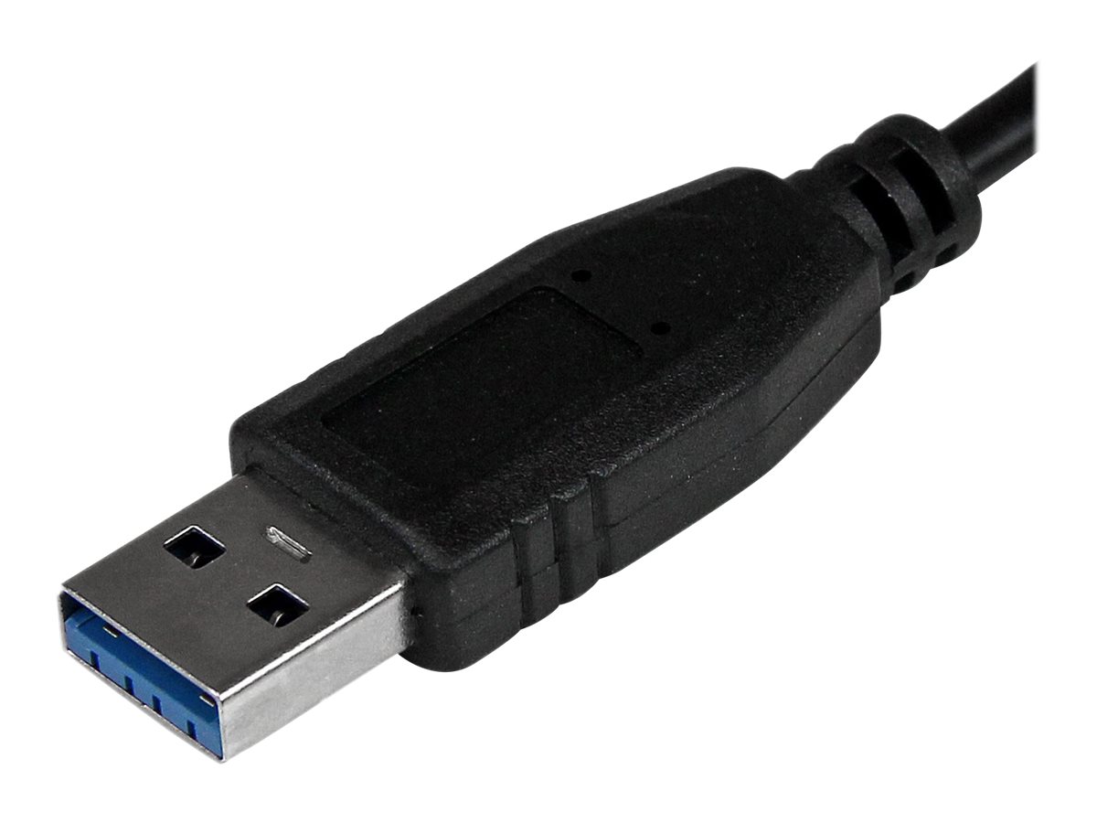 StarTech.com 4 Port USB 3.0 SuperSpeed Hub - Schwarz - Portabler externer Mini USB Hub mit eingebautem Kabel - Hub - 4 Anschlüsse