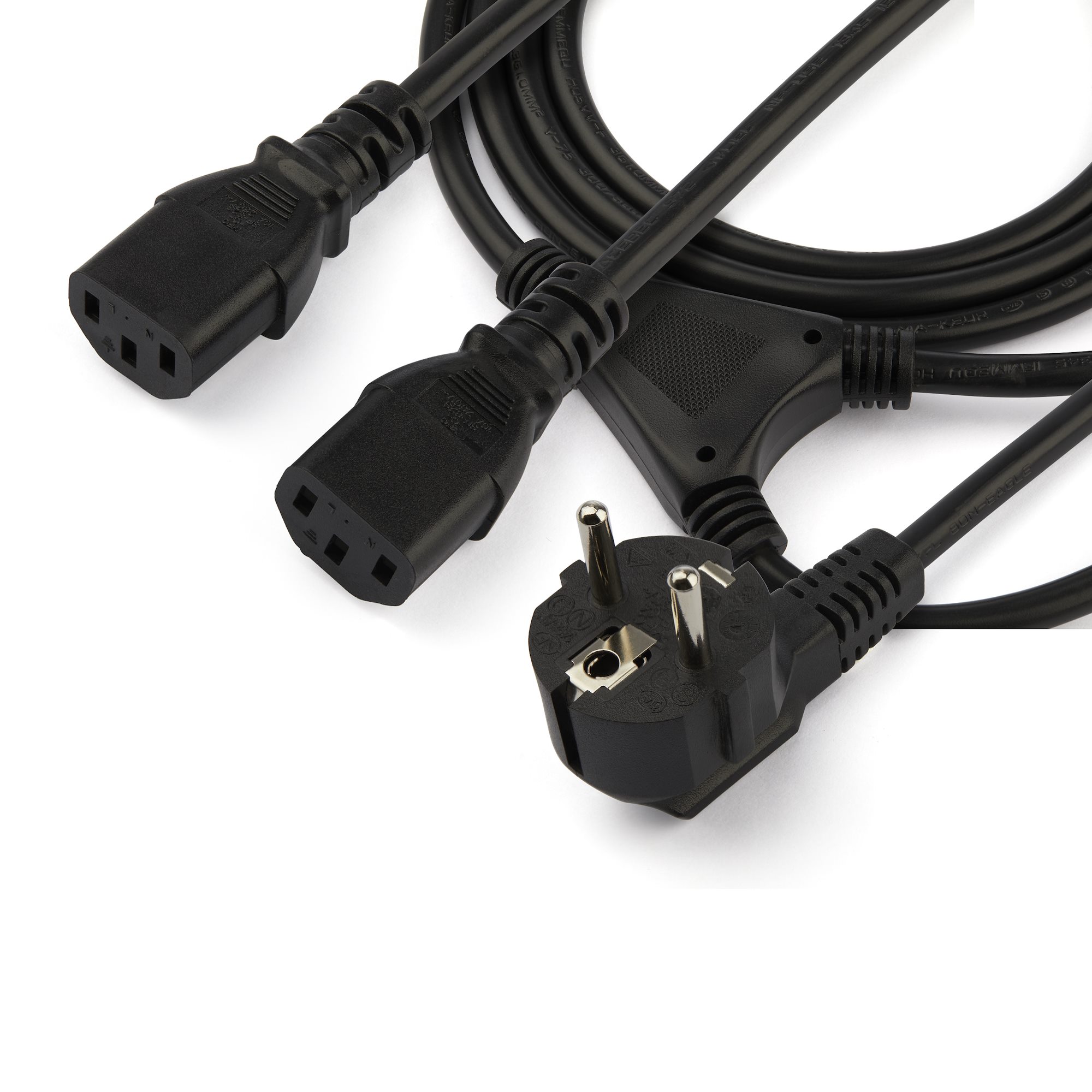 STARTECHCOM 2m C13 Power Cord Schuko to 2x C13 Y Splitter Power Cable