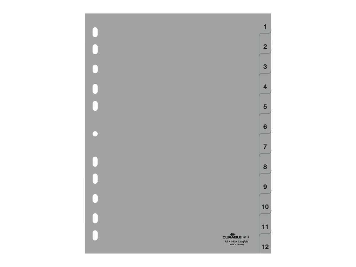 DURABLE Ordnerregister Vollformat 1-12 grau 12-teilig, 1 St.