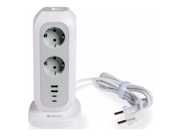 Verbatim EU-Steckdosenturm 11 Wechselstromsteckdosen mit 2 USB-C-/ und 2 USB-A