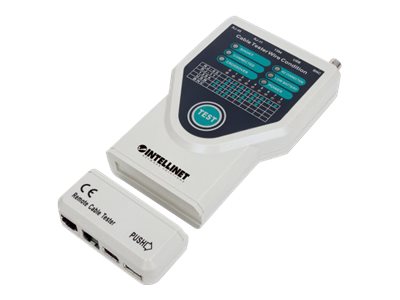 INTELLINET 5-in-1 Kabeltester Testet gaengige Kabeltypen aus dem Netzwerk und PC-Bereich mit Anschluessen fuer RJ45 10Base RJ11 USB