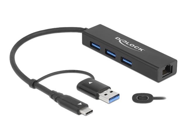 3 Port USB 3.2 Gen 1 Hub + Gigabit LAN