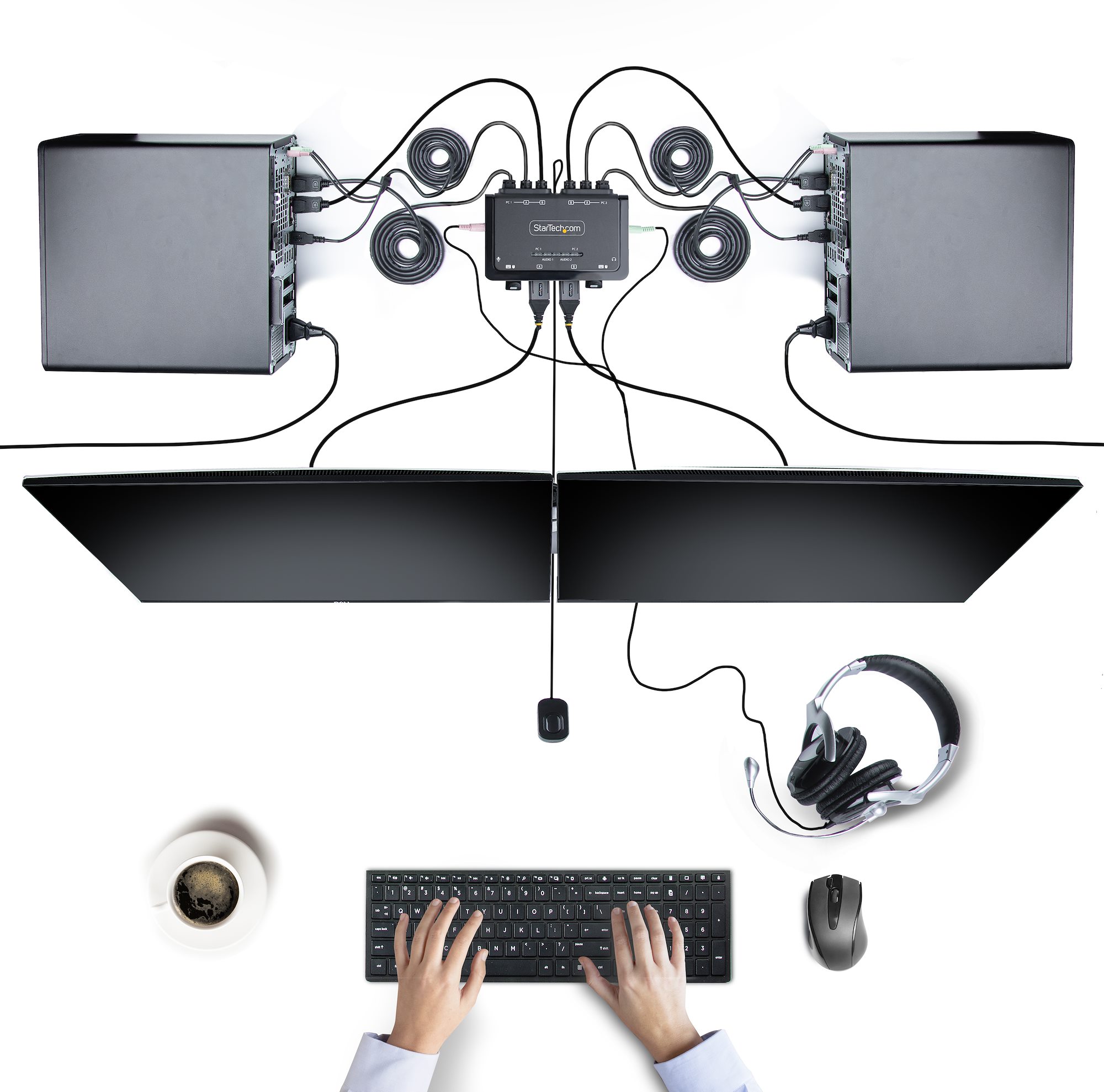 StarTech.com 2-Port Dual-Monitor DisplayPort KVM Switch 4K 60Hz