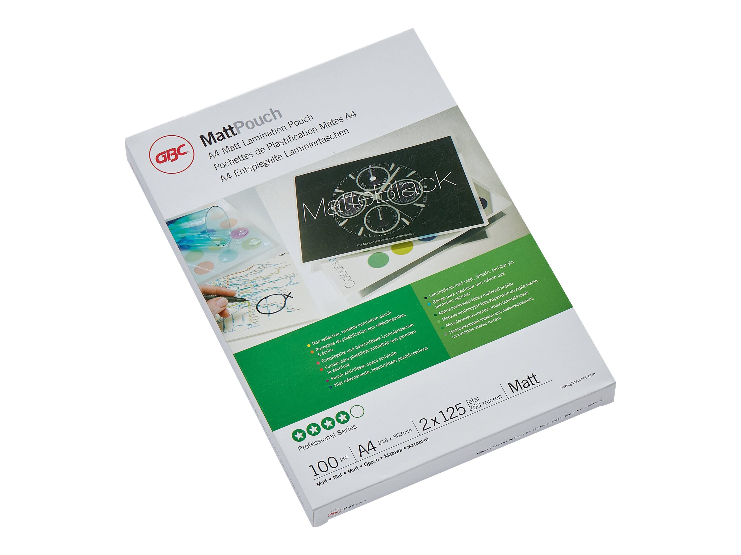100 GBC MattPouch Laminierfolien matt fuer A4 125 micron 100 GBC MattPouch Laminierfolien matt fuer A4 125 micron