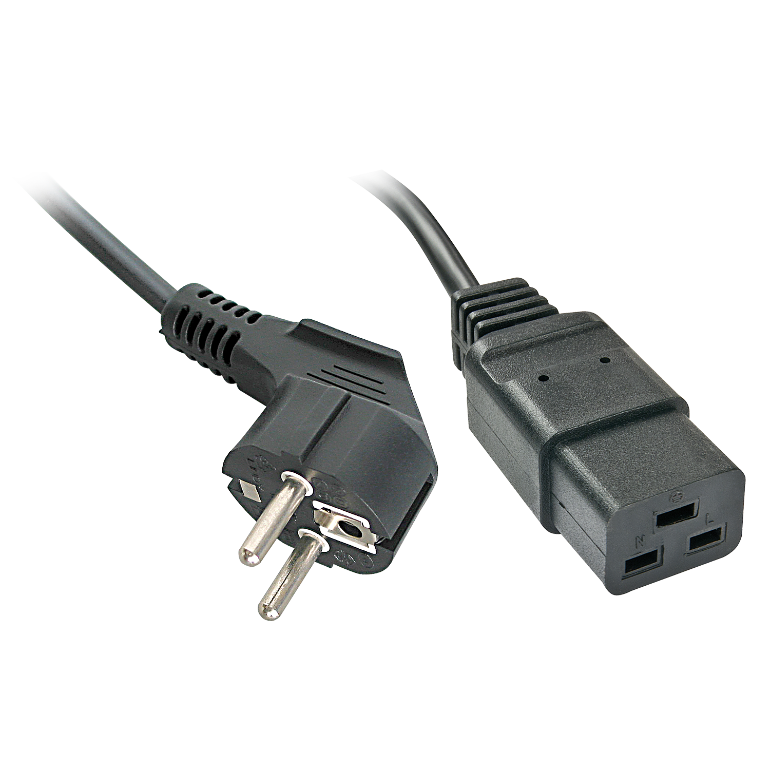 LINDY 2m Schuko auf IEC C19 Netzkabel fuer IECKaltgeraeteverbindungen bis 16A