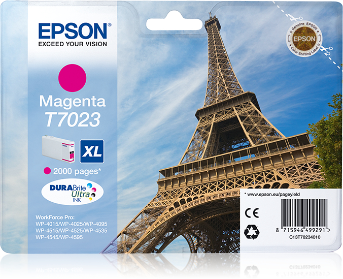 EPSON 1LB T7023 ink cartridge magenta high capacity 21.3ml 2.000 pages 1-pack blister without alarm