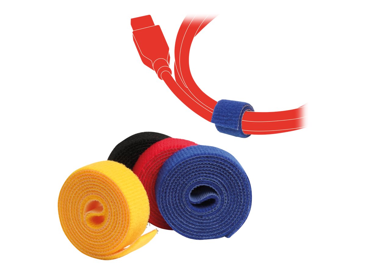 LABEL THE CABLE Klettband ROLL STRAPS farbsortiert 1,0 m x 1,6 cm, 4 St