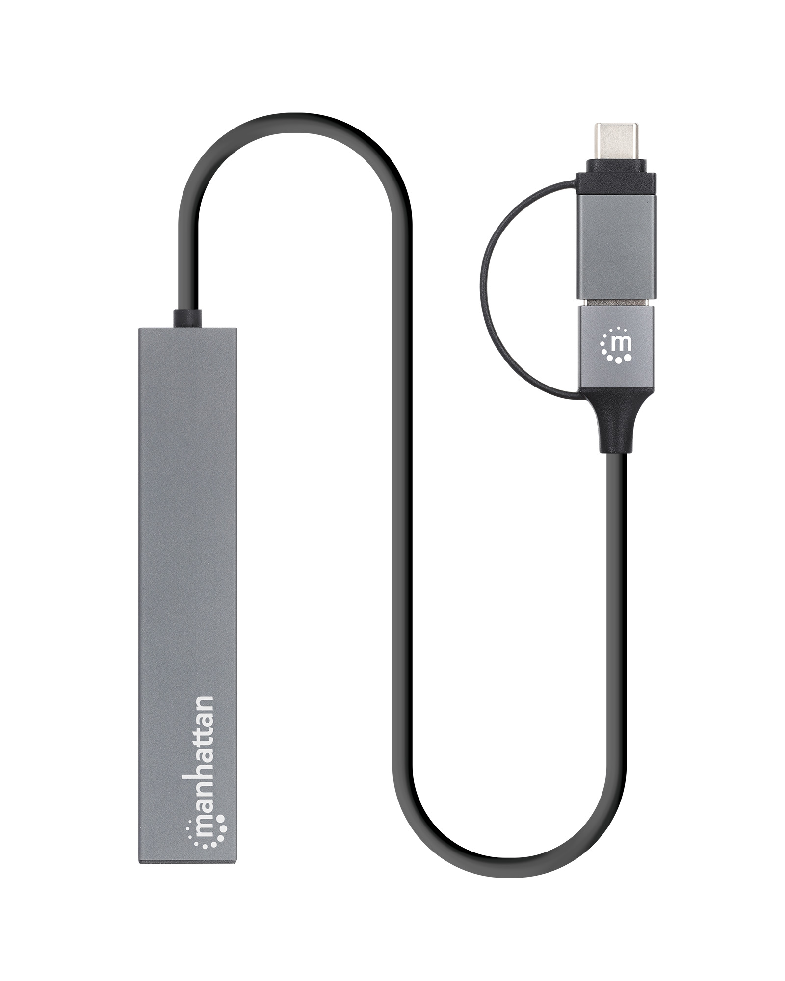 MANHATTAN 4Port USB 30 TypCA Hub USBC und USBAStecker auf 4x USBABuchsen 5 Gbits USB 32 Gen 1 Strom über USB Space Grau