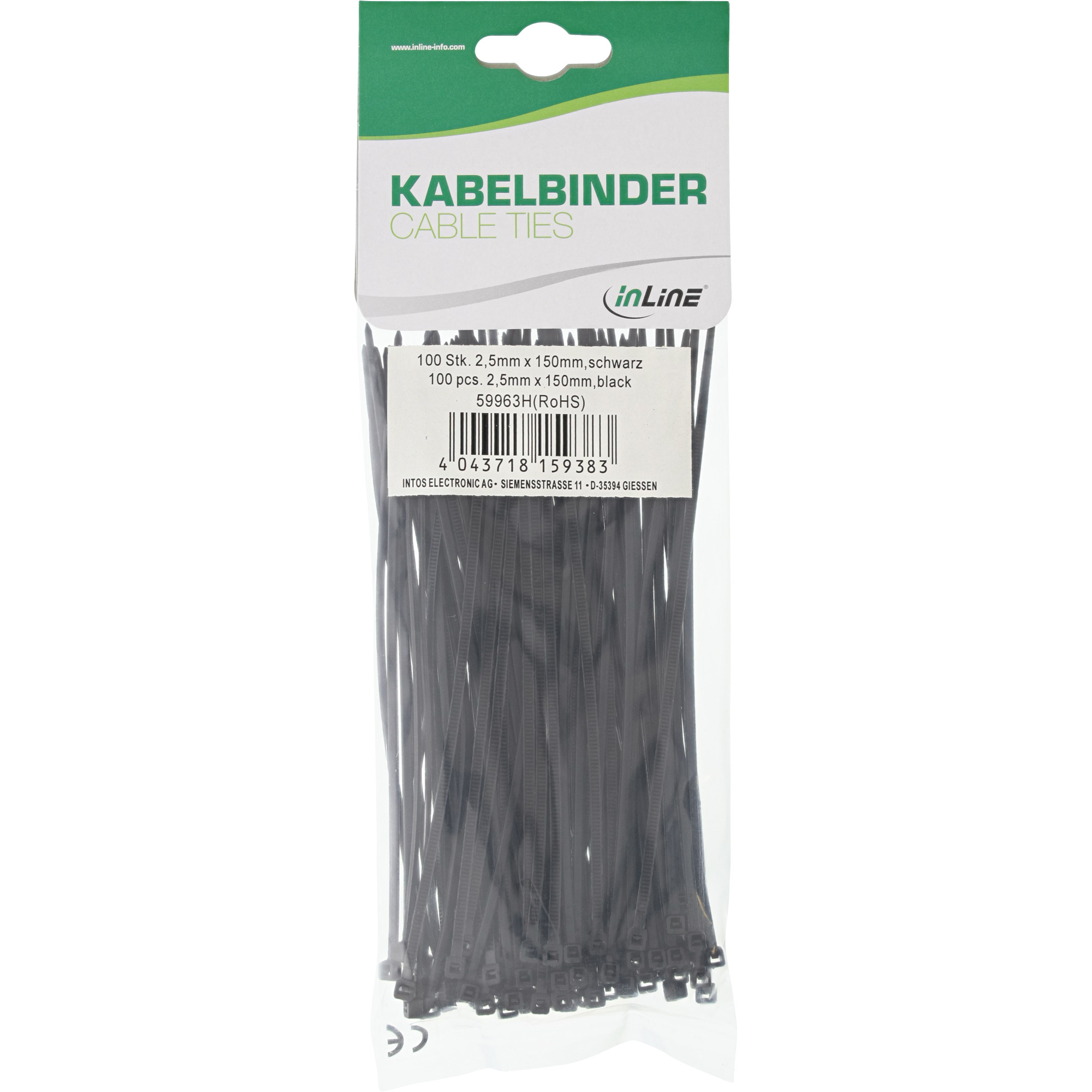 INLINE Kabelbinder Laenge 150mm Breite 25mm schwarz