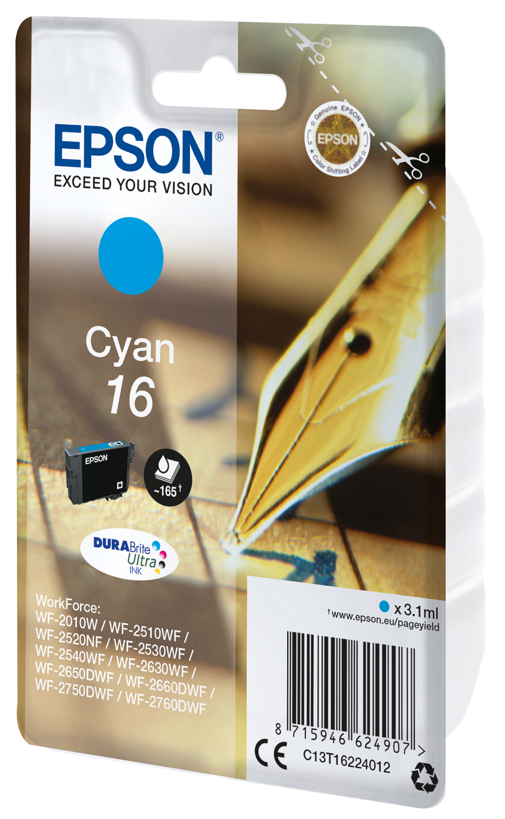 C13T16224012 EPSON WF Tinte cyan ST 165