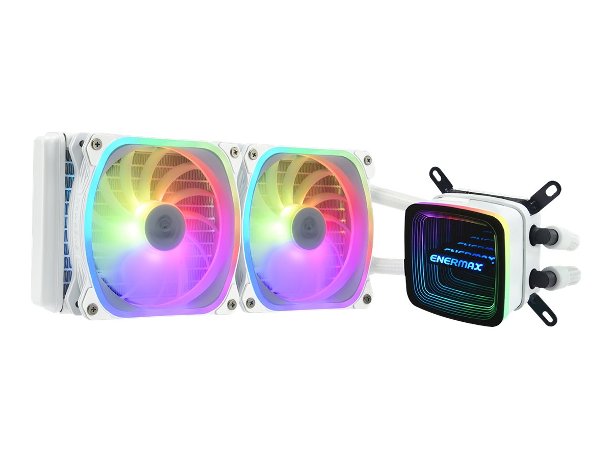 ENERMAX AQUAFUSION ADV ARGB Snow White 240 AIO CPU Wasserkuehlung Intel LGA1700 AM5 Ready,250W+ TDP 2x 240mm PWM SquA RGB-Luefter