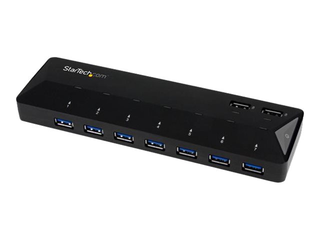 StarTech.com 7 Port USB 3.0 Hub plus dediziertem Ladeport - 2 x 2,4A Port - Desktop Hub und Schnellladestation - USB-Umschalter für die gemeinsame Nutzung von Peripheriegeräten - 7 Anschlüsse