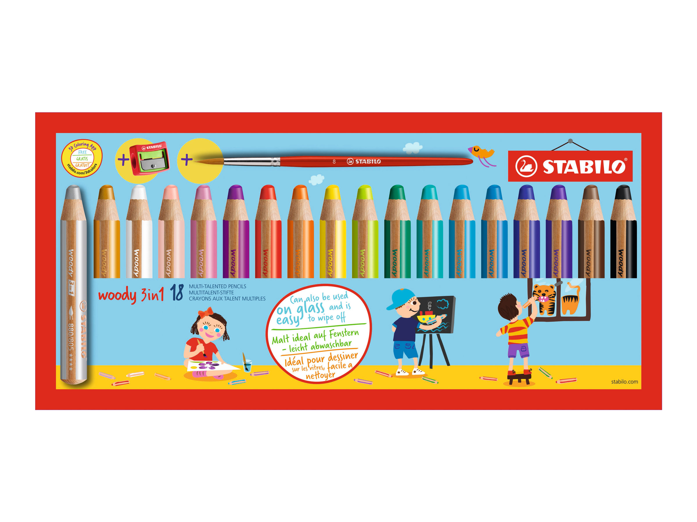 STABILO woody 3 in Malset farbsortiert, 18 St. STABILO woody 3 in Malset farbsortiert, 18 St.