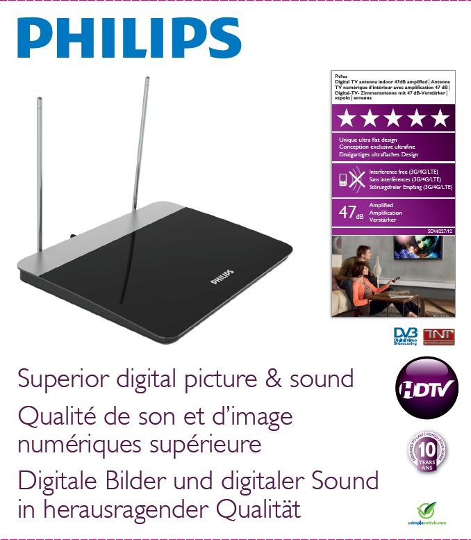 Philips SDV622712 DigitalTVAntenne Schwarz Silber