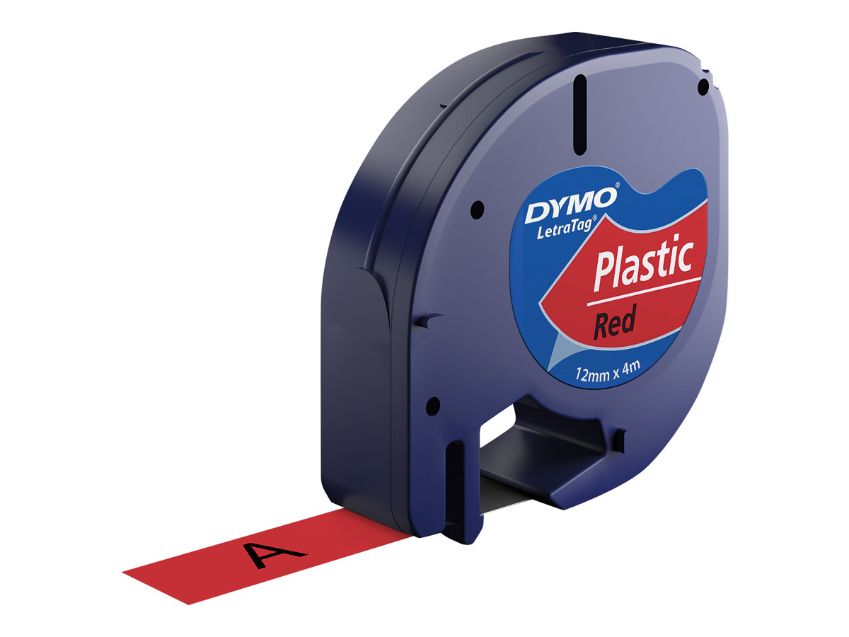 DYMO Schriftband LetraTag 91223 S0721630, 12 mm schwarz auf rot