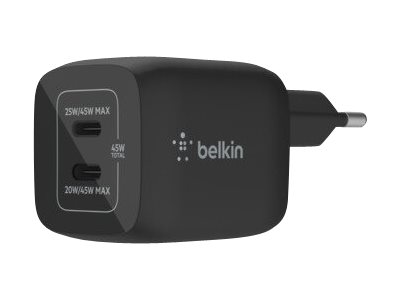 Belkin 45W Dual USBC GaN Ladegeraet Power Deliver, PPS, blk
