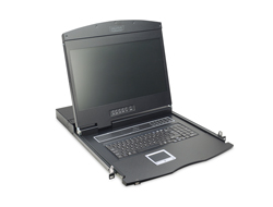 DIGITUS Modulare Konsole mit 48,3cm 19Zoll TFT 8 Port KVM Touchpad deutsche Tastatur RAL 9005 schwarz