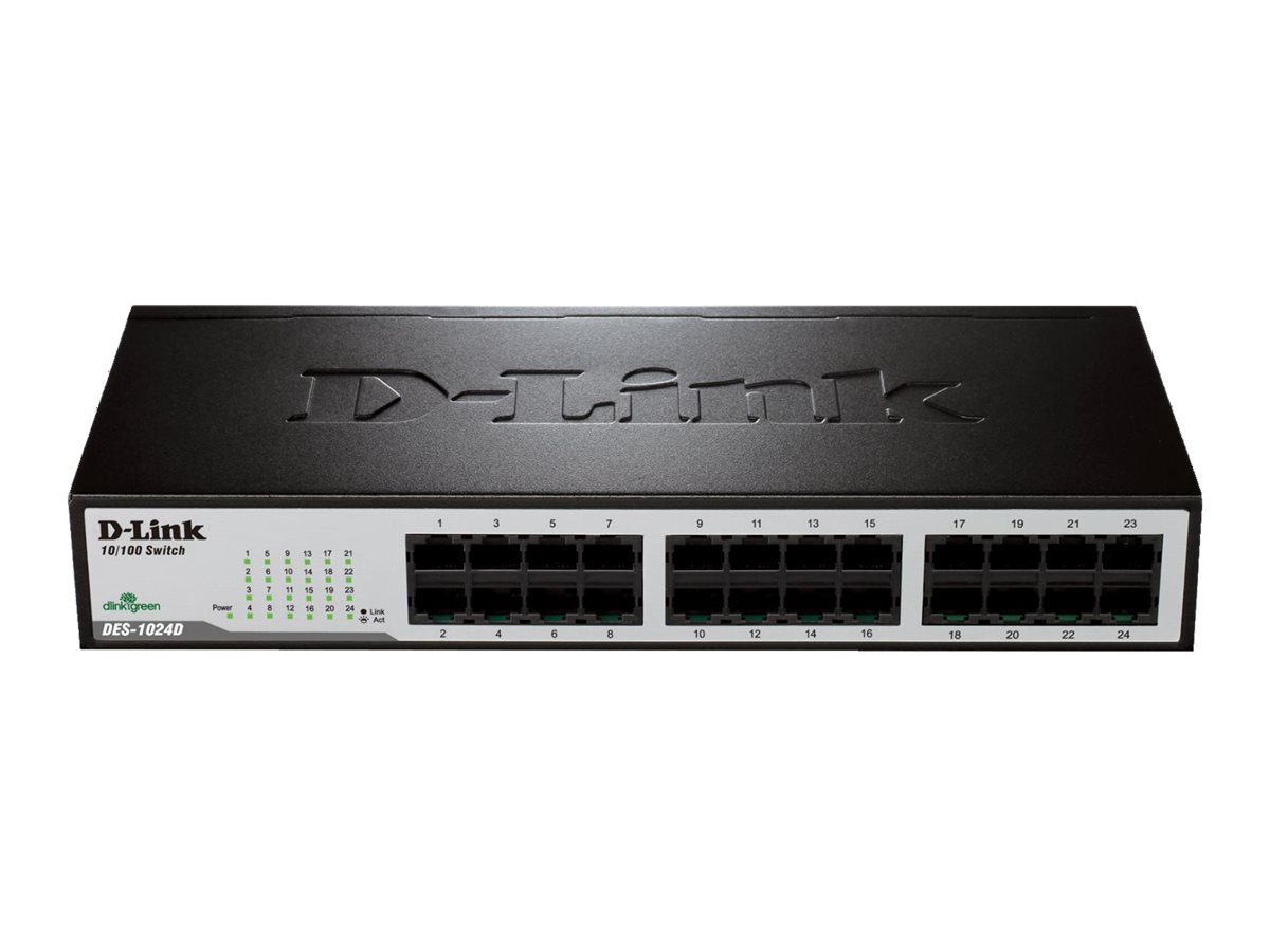 D-LINK DES-1024D 24-Port Fast Ethernet Switch RJ?45 ?Auto Uplink Full-Duplex bis zu 200Mbit/s D-LINK DES-1024D 24-Port Fast Ethernet Switch RJ?45 ?Auto Uplink Full-Duplex bis zu 200Mbit/s
