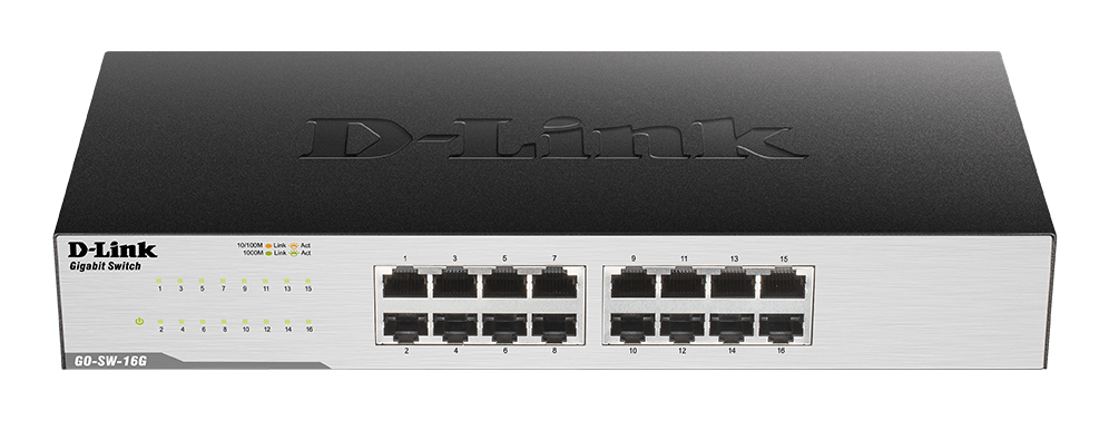 DLINK GOSW16G 16Port Gigabit Easy Desktop Switch 16x 101001000 Mbps LAN Ports 32 Gbps Kapazität